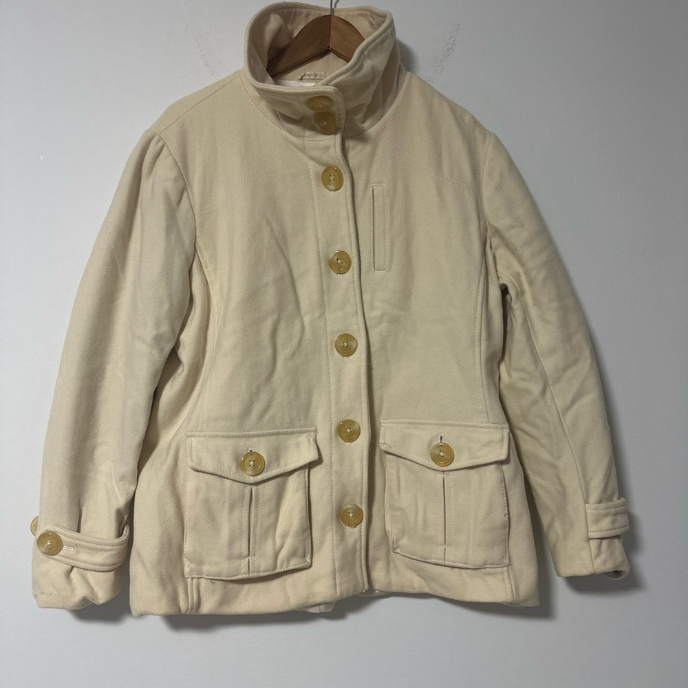 Gap Wool Blend Cream Button-Up Pea coat Size XL